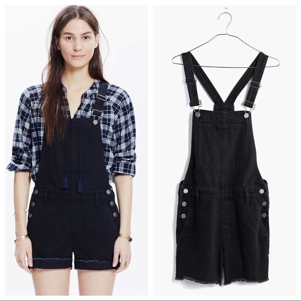 Madewell Adirondack Short Overalls in Washed Black Size XS